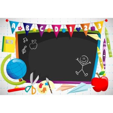 Imagem de Faixa ABC Blackboard 2,4 x 1,8 m Tecido infantil de volta às aulas Fotos do Dia de Formatura Pré-Escolar Jardim de Infância Fotos de Formatura Tema Escolar Fundo de Aula de Professor