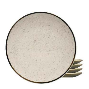 Imagem de Jogo de Pratos Cerâmica Raso Kit 4pcs Oxford Rustico Unni Brisa 26cm D