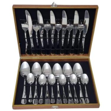 Imagem de Jogo Talheres Inox Faqueiro Completo Inox Maleta Colher Garfo e Faca 2