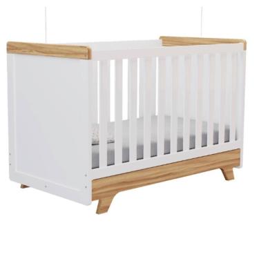 Imagem de Berço Peroba Retrô Americano Branco c/ Amendôa  MDF Infantil