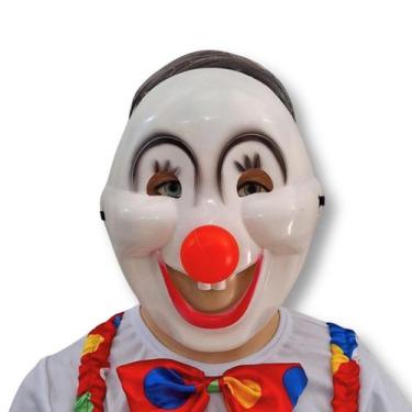 Imagem de Máscara de Palhaço Branca com Nariz Removível - Extra Festas