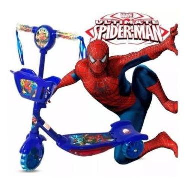 Imagem de Patinete infantil de cesta homem aranha azul - patinete cesta