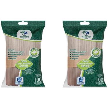 Imagem de 200 Palito Picolé Sorvete Ponta Redonda Artesanato Escolar - Theoto