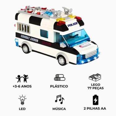 Imagem de Quabra cabeça 77 peças para montar Carro de Polícia Branco  Criativida