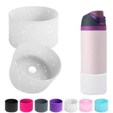 Imagem de 2 peças de bota de silicone para garrafa de água Owala 14/453.6 g 680.4 g 947.2 g 1,134.0 g, protetor de proteção antiderrapante para garrafas de água FreeSip, Twist e Flip (branco brilhante
