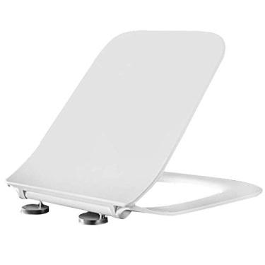 Imagem de Assento de vaso sanitário em formato quadrado, fechamento suave, liberação rápida, tampa de vaso sanitário branca, fácil de limpar, acessórios de banheiro (cor: #1)