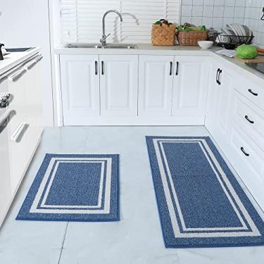 Imagem de COSY HOMEER Tapetes de cozinha antiderrapantes 61 x 99 cm x 60 cm de espessura de polipropileno para casa lavável na máquina, azul