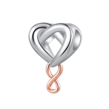 Imagem de MiiFort Berloque de coração infinito aberto em dois tons compatível com pulseiras Pandora Charms, One Size, Cobre, Sem Pedra Preciosa