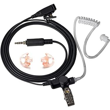 Imagem de HYS Kit de vigilância fone de ouvido de tubo acústico, fone de ouvido de rádio bidirecional, microfone embutido PTT (pressione para falar) com molde de silicone médio para Walkie Talkie Radio Yaesu