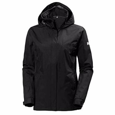 Imagem de Helly-Hansen Casaco de chuva feminino Aden impermeável à prova de vento respirável embalável com capuz, 990 Preto, 3G