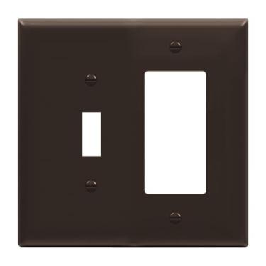 Imagem de (Mid-Size, Brown) - ENERLITES Combination Toggle Light Switch/Decorator Light Switch Plate, Double Switch Wall Plate, Mid-Size 2-Gang 12cm x 12cm , Polycarbonate Thermoplastic, 881131M-BR, Brown