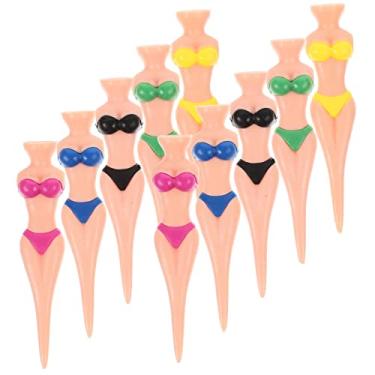 Imagem de Milisten 10 peças de beleza unhas de golfe biquíni feminino camiseta de golfe feminino camisetas de golfe pontas de golfe de plástico pontas de golfe femininas em forma de biquíni camisetas de golfe