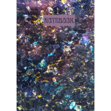 Imagem de Abstract glossy hardcover notebook: Abstract blue navy and gold sparkle glitter with black, lined paper: 7 x 10 in, 200 black lined pages.
