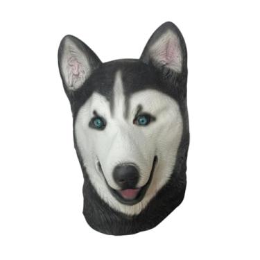 Imagem de YIJU Máscara de fantasia de cachorro, capa de cabeça completa, cocar novo, adereços de cosplay de cachorro, máscara de látex de Halloween para festa, Husky