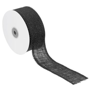 Imagem de PATIKIL Fita de serapilheira de 5 cm de largura, tecido de juta natural, papel de embrulho de presente para festa, casa, decoração de laço, casamento, Natal, preto