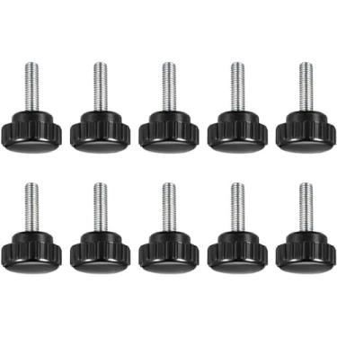 Imagem de Boxonly Puxadores de aperto serrilhados para furadeira de serra, torno de prensa e gabaritos de roteamento, parafuso de alça de aperto de cabeça redonda com puxadores de plástico M5 x 20 mm 10 peças