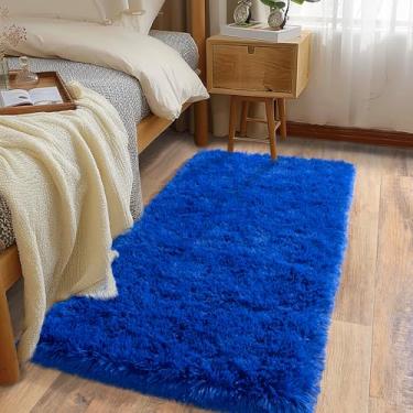 Imagem de Ailyei Tapetes de corredor macios para corredores de quarto, 5 x 10 cm, azul royal, macio, antiderrapante, para dormitório, tapete peludo longo para berçário, sala de estar