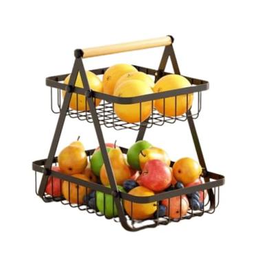 Imagem de Fruteira de Mesa Premium com 2 ou 3 andares, perfeita para organizar frutas e legumes. Design moderno, compacto e funcional, ideal para cozinhas elegantes. (2 Andar)