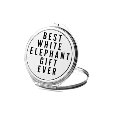 Imagem de SpreadPassion Espelho compacto de elefante branco, presente de elefante branco, melhor espelho fotográfico de elefante branco, espelho de maquiagem de viagem, espelho pequeno de mão, espelho de bolso