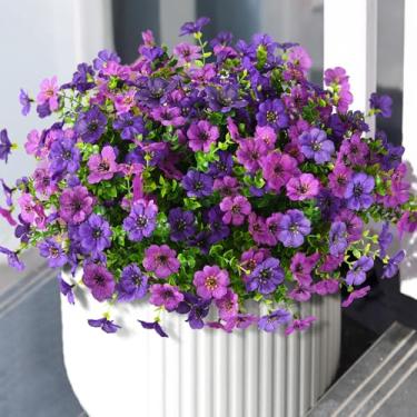 Imagem de ZFProcess Flores artificiais artificiais para decoração de primavera e verão, 12 pacotes de margaridas coloridas de seda falsa parecem realmente resistentes a UV que não desbotam para decoração de