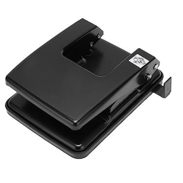Imagem de Perfurador de Papel Resistente de 2 Furos Com Almofada Inferior Macia Antiderrapante para Scrapbooking, Diário, Planejador, Plástico de Ferro Preto
