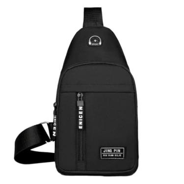 Imagem de Bolsa Transversal Esportiva Jing Pin, Preta, com Compartimento para Fone de Ouvido