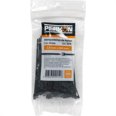 Imagem de Abracadeira Nylon Perkon Preta 2,5X100 100 Pecas 1279