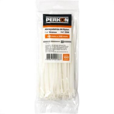 Imagem de Abracadeira Nylon Perkon Branca 4,8X200 100 Pecas 1258