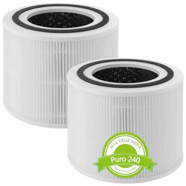 Imagem de Pacote com 2 filtros de substituição HEPA verdadeiros para purificador de ar Puro 240, filtro 3 em 1, HEPA verdadeiro H13, filtragem de carbono ativado por eficiência