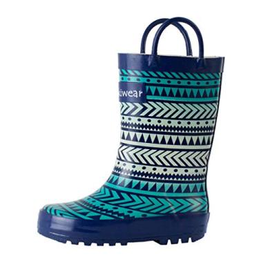 Imagem de Botas de chuva de borracha impermeáveis infantis Oaki com alças fáceis de colocar, Tribal, 4 Big Kid