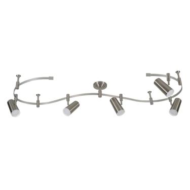 Imagem de Catalina Lighting Luz de teto de trilho elipse, níquel escovado, trilho flexível de LED de 5 luzes de transição, lâmpada incluída, para cozinha, sala de estar, iluminação doméstica