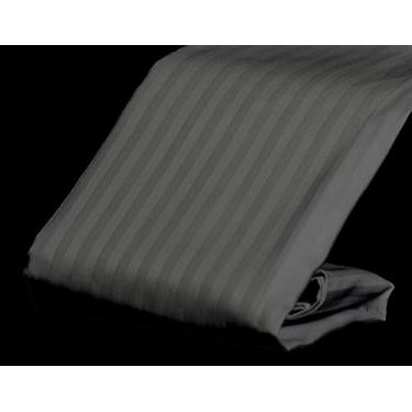 Imagem de Jogo de cama Crown Collection Hotel 600 fios 100% algodão egípcio 1 peça lençol com elástico com bolso profundo de 30,48 cm damasco tamanho Queen, cor lisa, branco, Dark Gray Striped, King