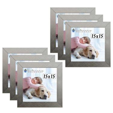Imagem de Kit 6 Porta Retrado Molduras 15x15 Prateado - Santamaria Molduras