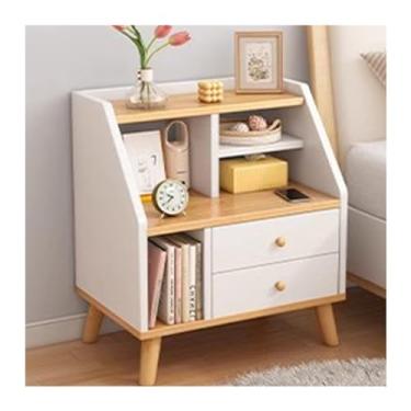 Imagem de LICONG-2020 Cabeceira lateral de cabeceira simples para quarto armário de armazenamento doméstico pequeno armário de armazenamento cabeceira prateleira de madeira maciça armário de canto (A)