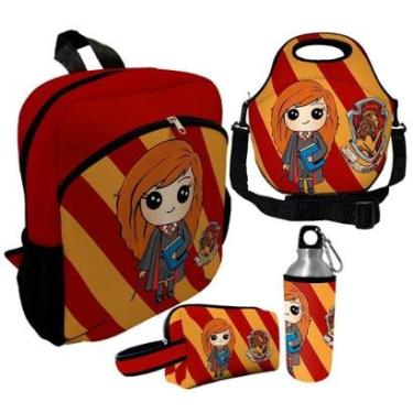 Imagem de Kit Escolar Infantil Mochila de Costas + Lancheira Térmica + Necessaire Plus + Squeeze de Alumínio-Unissex