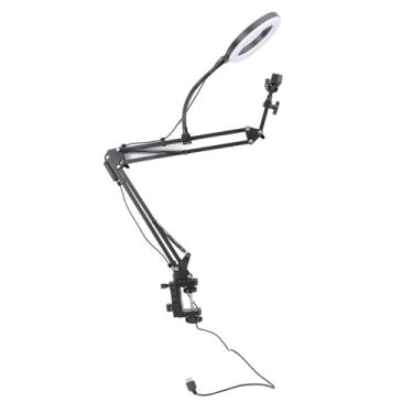 Imagem de Suporte de Telefone Flexível Com Luz do Anel, 3 Temperaturas de Cores, 30 Níveis de Brilho e Design Rotativo de 360 ​​° para Cozinhar, Beleza e Artesanato