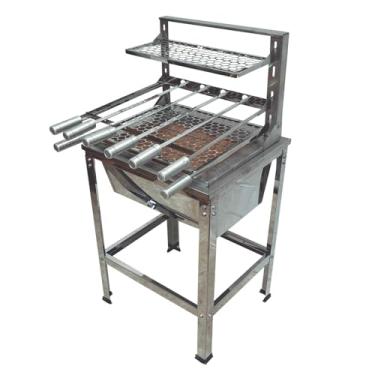 Imagem de LAURINDOS, Kit Braseiro com Suporte Flutuante Bancada 4 Espetos Inox