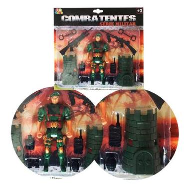 Imagem de Kit Militar Soldado Boneco Plástico Guerra Exército  - FX