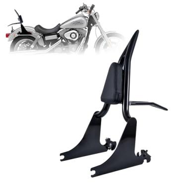 Imagem de Kinglemc Suporte de bagagem Sissy Bar ajustável com trava para Harley Dyna Street BOB FXD FXDB FXDL FXDLS 2006-2017 (preto brilhante)