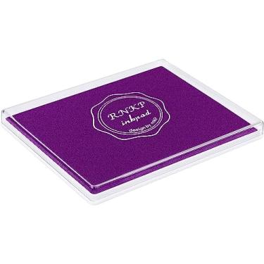 Imagem de MOYBMG Almofada de tinta permanente roxa grande para carimbos de borracha, 12 x 10 cm, almofada de tinta segura para crianças, tecido de madeira de papel