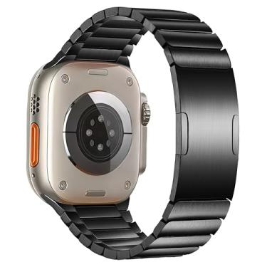 Imagem de MaKTech Pulseira de Relógio de Titânio,Pulseira de Metal Leve com Elos de Cantos Arredondados e Fivela Embutida,para Apple Watch Série 11/10/9/8/7,SE 3/2/1 [2025] (42mm/41mm/40mm,Preto)