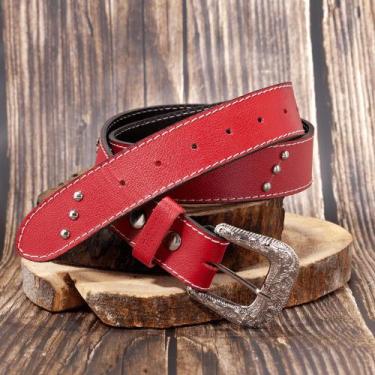 Imagem de Cinto Feminino Country Em Couro Detalhes Cravos e Fivela Western - Pam