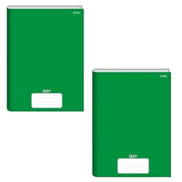 Imagem de Caderno Stiff Verde com Pauta, Capa Dura, 96 Folhas, 200mm x 275mm, Kit com 2 Unidades