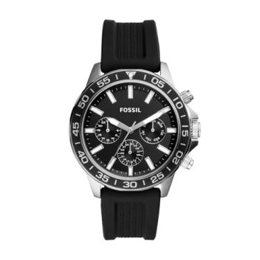 Imagem de Fossil Relógio masculino Bannon analógico com mostrador preto - BQ2494, Preto/branco, Série T