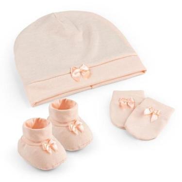 Imagem de Kit Maternidade Menina e Menino Touca Luva e Sapatinho Malha 100% Algo