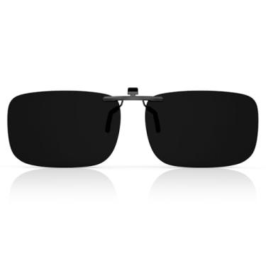 Imagem de Goiteia Óculos de sol polarizados, design retangular leve sobre óculos de grau, não dobra, ajuste compacto, Super Black Upgrade (o mais negro da loja), 60*40mm