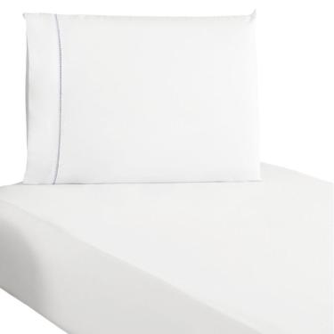 Imagem de Jogo De Lençol Solteiro Percal 200 Fios 100% Algodão 2 Peças - Branco