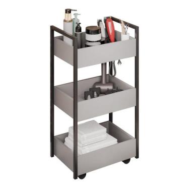 Imagem de Carrinho Auxiliar Para Salão de Beleza Laís 50cm em Aço com Rodízios G