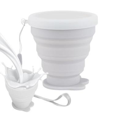Imagem de Copo dobrável de silicone, copo retrátil,200 ml portátil copo dobrável com tampa da pata de gato - Drinkware reutilizável, garrafa de água potável para viajar ao ar livre