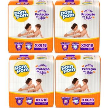 Imagem de KIT 4 Fraldas Pom Pom Derma Protek Jumbo Tamanho XXG 18 unidades - POM